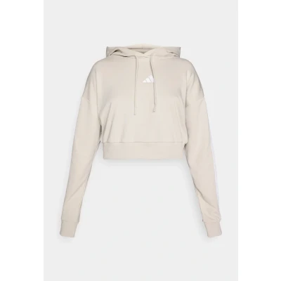 Image of adidas Sportswear Essentials Stripes Cropped Hoodie, Women&#039;s, Size: Large, Pure ruby/black