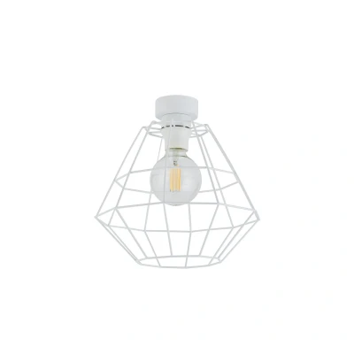 Image of Diamond 30cm Wire Frame Semi Flush Ceiling Light White 1xE27