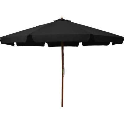 Image of vidaXL Garden Parasol with Wooden Pole 330 cm Black
