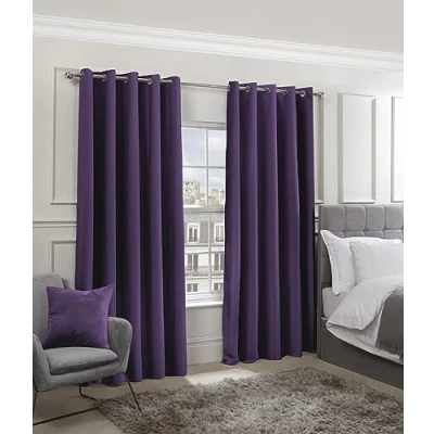 Image of Emma Barclay Cali Eyelet Woven Thermal Blackout Curtains in Amethyst Width 46 x Drop 72&quot; (116 183cm)
