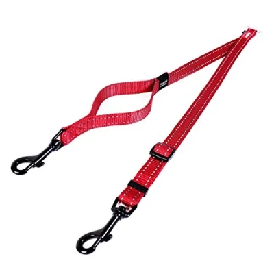 Image of EZYDOG Soft Touch Lead Coupler Double Density Nylon, Shock Absorbing, 0.6m, Small Dogs, Medium Large Traffic Control, 14 24 inches (Red)