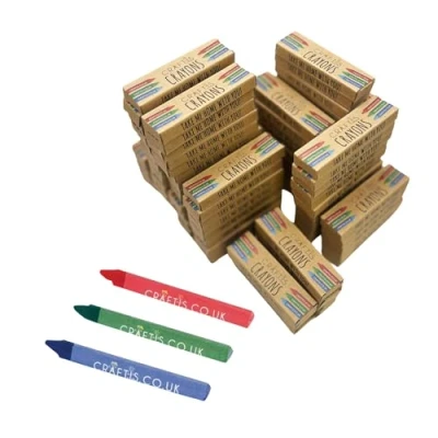 Image of Craftis Triangular Crayons For Kids 200 Boxes of Mixed Coloured Crayon Set, 600 Total Perfect Restaurants, Schools or Party Bag Fillers 3 Colours Per Box