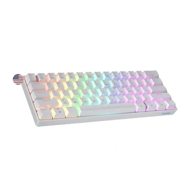 Image of Geeky GK61 SE 60% Mechanical Gaming Keyboard 61 Keys Multi Color RGB LED Backlit for PC/Mac Gamer ANSI US American Layout (White, Black)