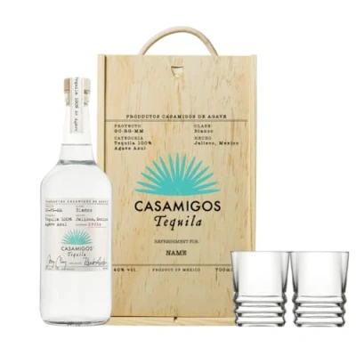 Image of Personalised Casamigos Tequilla Blanco Gift Set with Shot Glasses 70cl (40% ABV)
