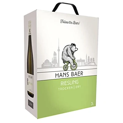 Image of Hans baer Riesling German dry white wine Rheinhessen, Germany, Bag in Box (1 x 3 L)