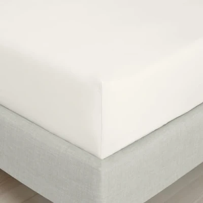 Image of Bianca 200 Thread Count Cotton Percale Extra Deep King Fitted Sheet Cream