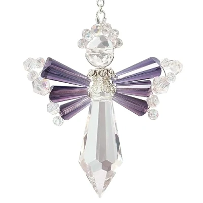 Image of Solid Oak Birthstone Angel Crystal Suncatcher Ornament Kit February/Amethyst