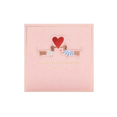 Image of Amazing Girlfriend Puppy Love Blooms Valentine&#039;s Day Hand Finished Greeting Card