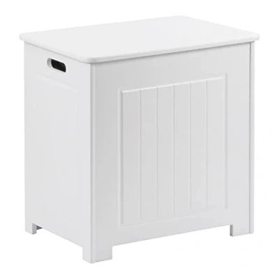 Image of Taylor &amp; Brown Wooden Bathroom Laundry Cabinet Storage Cupboard Chest Bin Basket Unit, White 51cm x 40cm