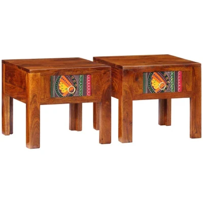 Image of vidaXL Bedside Cabinet 2 pcs 40x40x36 cm Solid Wood Acacia