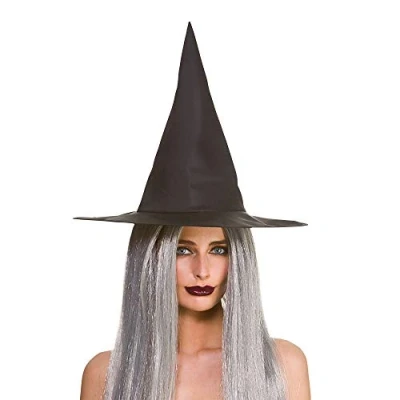 Image of Wicked Costumes Adult Unisex Black Nylon Witches Hat Halloween Fancy Dress Accessory