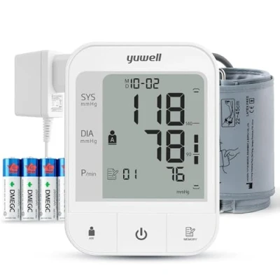 Image of yuwell Blood Pressure Monitor, Extra Large Upper Arm Cuff, Digital Machines for Home Use, Bp Monitor with Voice Broadcasting Function, Power Adapter and Batteries are Included