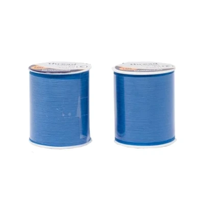 Image of Korbond 320m Sewing Thread 2 x 160m Spools Blue Polyester Hand and Machine
