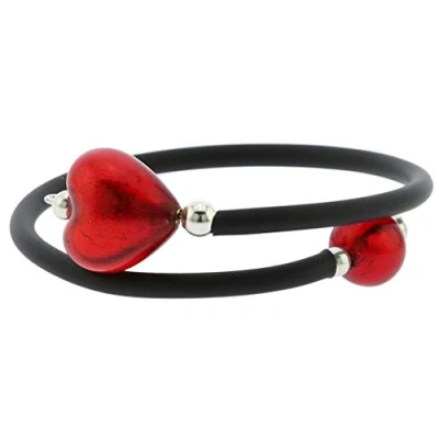 Image of GlassOfVenice Murano Glass Venetian Glamour Heart Bracelet Red