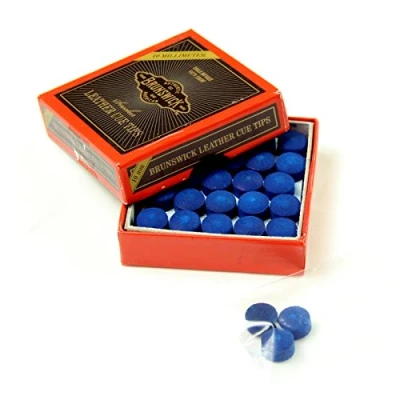 Image of 3 X 10mm Leather Blue Diamond Snooker Pool Cue Tips Free Sandpaper