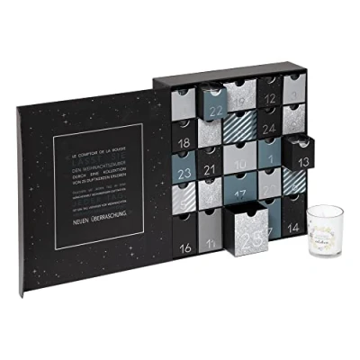 Image of Original Advent Calendar with 25 Scented Candles in Glass Saying German Version