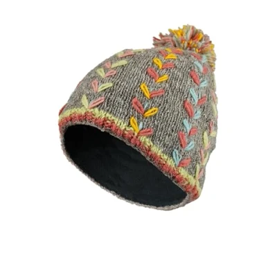 Image of Pachamama Kylemore Bobble Beanie Hat Grey