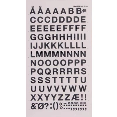 Image of Transferable Letters and Numbers, Black, Letters, 10 mm, Black