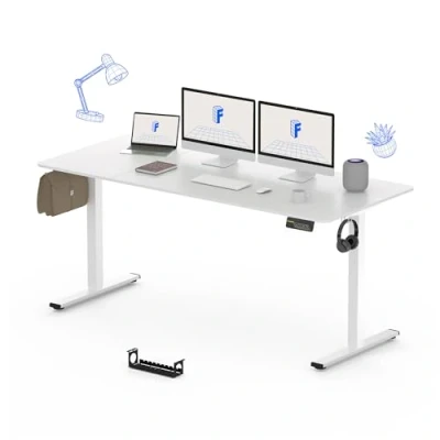 Image of FLEXISPOT 180 * 80cm Electric Standing Desk Adjustable Sit Stand Up Computer with Hook Memory Function for Office and Home (White+White)