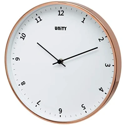 Image of Unity Wall Clock, Plymouth Rose Gold, Modern, White Dial, 30 cm / 12 inch