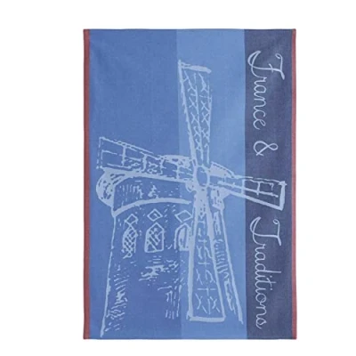 Image of Coucke Moulin Rouge Blue French Cotton Jacquard Towel, 20&quot; x 30&quot;, 100%
