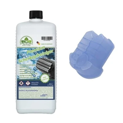 Image of JaTop Shaving Head Cleaner Refill Liquid + 1 Cartridge (Empty) [1 Litre Per Bottle] Suitable for Refilling Braun Clean &amp; Renew Synchro Activator Pulsonic Series Made in Germany