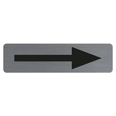 Image of Exacompta Ref. 67165E 1 black arrow adhesive door plate Printed signage wall On all supports Brushed aluminium look Dimensions: 16.5 x 4.4 cm