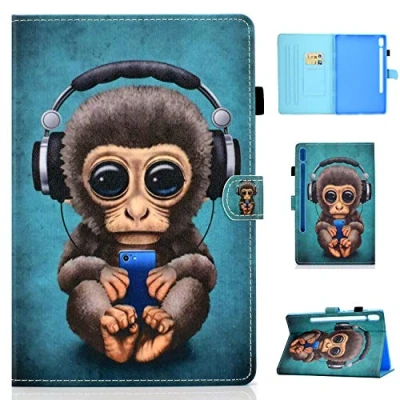 Image of Samsung Galaxy Tab S6 10.5 Case Magnetic Closure Wallet Flip Stand Cover With Aoto Wake/Sleep, Pen Holder and Cards Solt For SM T860/T865 Inches 2019 Monkey