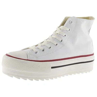 Image of victoria Tribu Canvas Mid Boot &amp; Retro Logo Double Serrated Sole 1061121 for Women Blanco 37