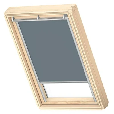 Image of VELUX Original Roof Window Blackout Blind for MK08, Dark Petrol, with Grey Guide Rail