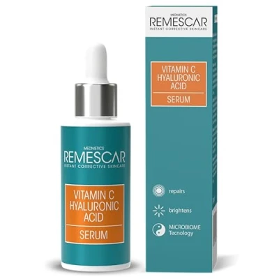 Image of Remescar Vitamin C and Hyaluronic Acid Serum For Face 30ml Repairing with Microbiome Technology Boosts Collagen Intense Hydration to Smooth Firm Skin
