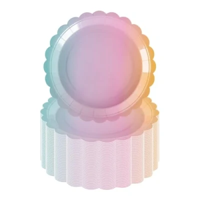 Image of PHUNAT 50PCS 7&#039;&#039;18cm Rainbow Color Paper Plates, Heavy Duty Party Tableware for Birthday, Baby Shower, Unicorn Theme Decorations