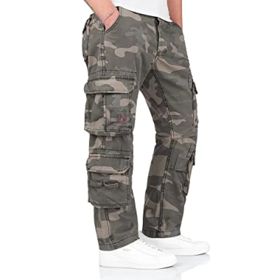Image of Surplus Raw Vintage Airborne Slimmy Mens Cargo Trouser, Blackcamo, XXL