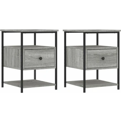 Image of vidaXL Bedside Cabinets 2 pcs Grey Sonoma 40x42x56 cm Engineered Wood