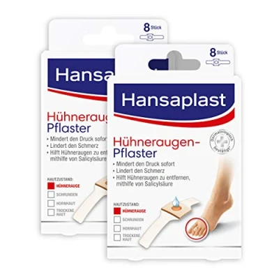 Image of Hansaplast Corns Plaster, Adhesive Plaster to (Pain Relieving Foot Patches with Secure Hold, 2&#039;s Pack (2 x 8 Piece ))