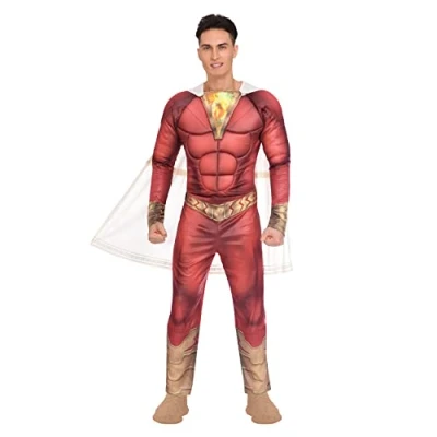 Image of Amscan 9906142 Men&#039;s Official DC Comics Shazam! Adults Fancy Dress Muscle Costume Size: Medium