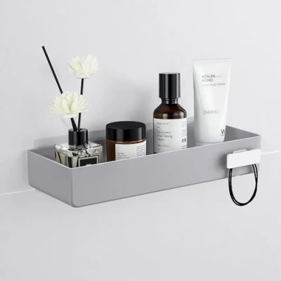Image of YOHOM Self Adhesive Shower Basket, No Drilling for the Shower, Plastic Shampoo Holder, Shelf Bathroom Wall, Grey