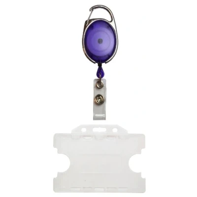 Image of Customcard Retractable Badge Reel with Double Sided Opaque ID Card Holder Purple