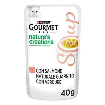 Image of Gourmet Crystal Delicate Soup Stock for the Cat, with Natural Salmon, Garnished Vegetables, 40 G Pack of 32 Pieces