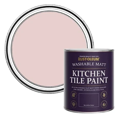 Image of Rust Oleum Pink water resistant Kitchen Tile Paint in Matt Finish Champagne 750ml