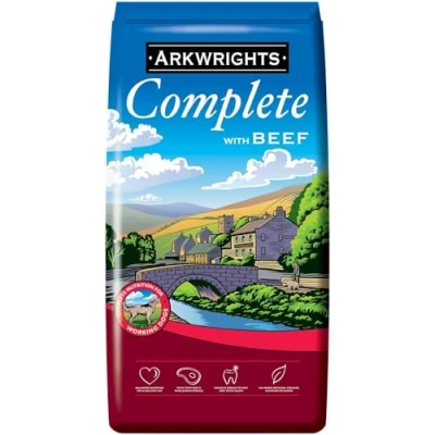 Image of Arkwrights Complete with Beef Dry Dog Food 15kg Nutrition for Working and Sporting Adult Dogs Healthy, Nutritious Biscuits