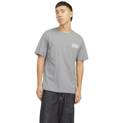Image of JACK &amp; JONES Men&#039;s Male Logo T Shirt Jjecorp Tee SS O Neck Noos, Ultimate Grey, L