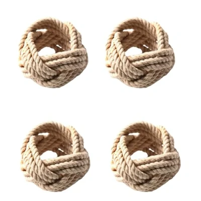 Image of CosyAurora Jute Napkin Rings Rattan Braided, Hand Woven Natural Loops, Dinner Party Table Decoration (Set of 4 pcs)