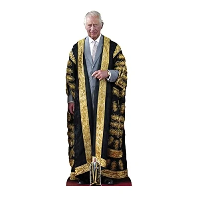 Image of Star Cutouts SC4207 King Charles III Gold Cut Out Lifesize Coronation Decoration Professional Print Quality With Free Mini Cutout