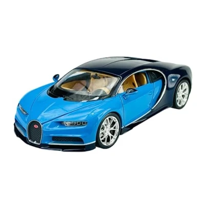 Image of Welly Bugatti Chiron Coupe Blue 2016 1/24 Metal Model Car Die Cast New in Box