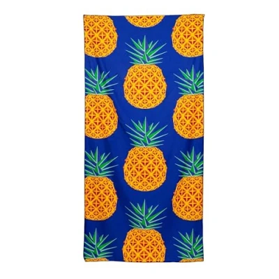 Image of Puckator Pineapple Print Microfibre Beach Towel Large Quick Drying Lightweight Thin Funny Mens Girls Pool Holiday Towels For Adults Womens Vacation Accessories Essentials Family