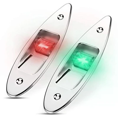 Image of Fydun Navigation Lights for boats 12V LED Flush Mount Side Bow Signal Light 2Pcs 120 Lamp Marine Boat Yacht Green 61.5lm&amp;Red 19lm Nav