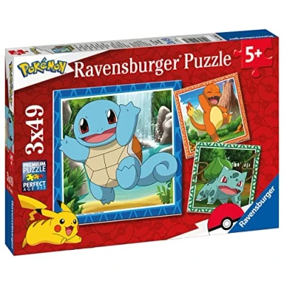 Image of Ravensburger Classic Pokemon Jigsaw Puzzles for Kids Age 5 Years Up 3x 49 Pieces, Black