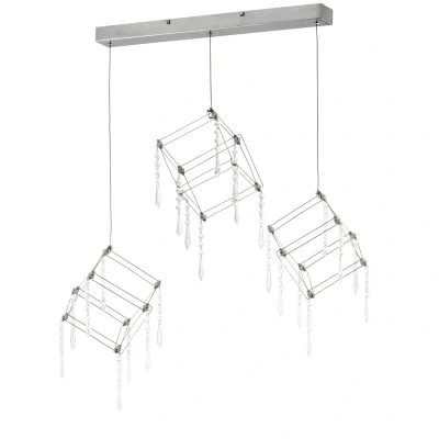Image of Araneus LED Wire Frame Pendant Ceiling Light Chrome