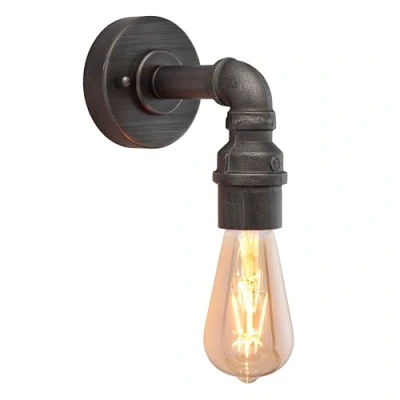 Image of National Lighting Industrial Wall Light, Vintage Indoor lamp, Metal Pipe Style Light for Restaurant Bar Hotel Coffee Shop, Aged Pewter Finish IP20 Rated